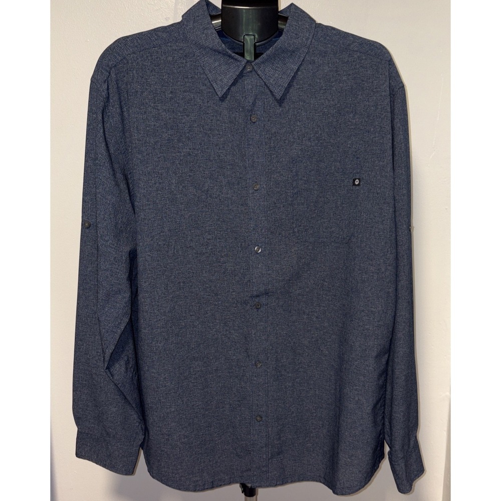 Marmot Mens XXL Lightweight Blue Button Up Packable Roll‎ Tab Sleeves Shirt